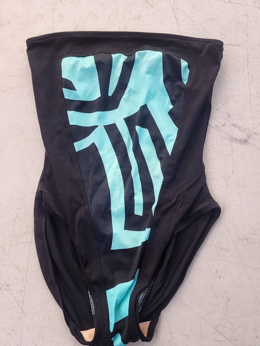 Cole Of Califfornia Black One-Piece Swimsuit with Aqua Graphic Preowned
